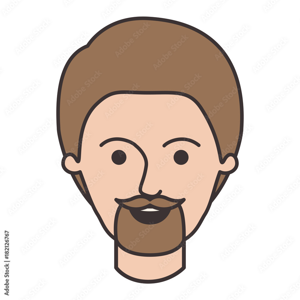 male face with short hair and goatee beard in colorful silhouette vector illustration