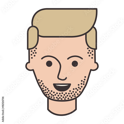 male face with stubble beard and side parted hairstyle in colorful silhouette vector illustration