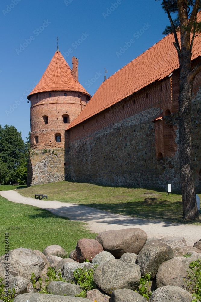 Medieval Trakai castle built on an island of Lake Galve, near Vilnius. One of the most popular touristic destinations in Lithuania.