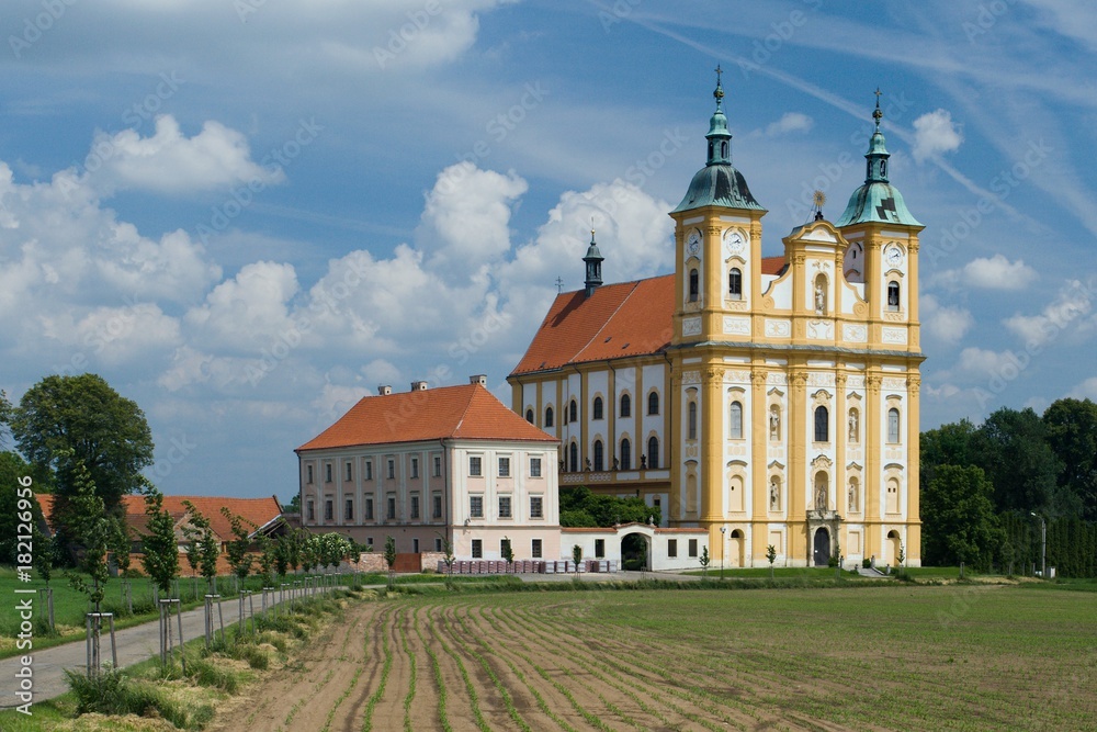 Baroque pilgrimage church of the Virgin Mary in Dub nad Moravou - a small market town in Olomouc District in central Moravia, Czech Republic.