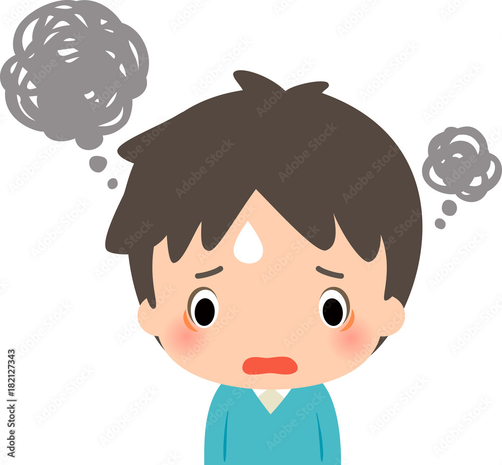 心配事で頭がいっぱいの若い男性 心配事で頭がいっぱいの若い男性