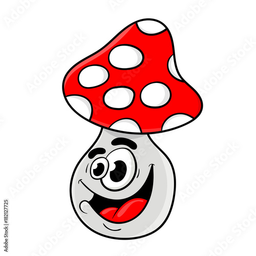 Funny cartoon mushroom character design. vector illustration