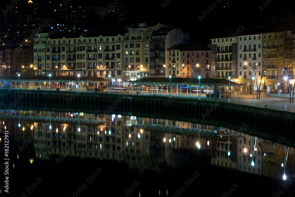 Bilbao, Basque Country, Spain cityscape at night