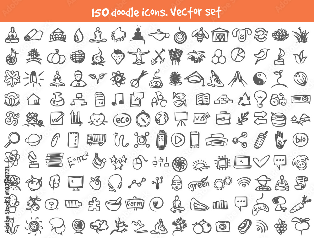 vector doodle icons set