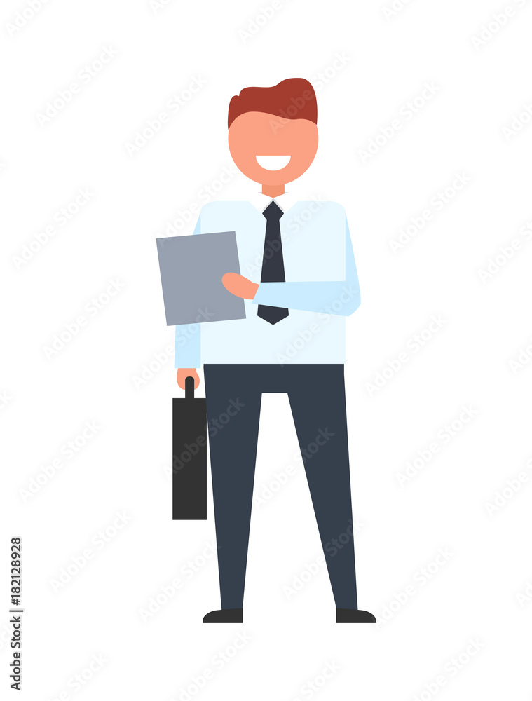 Businessman with Case Icon Vector Illustration