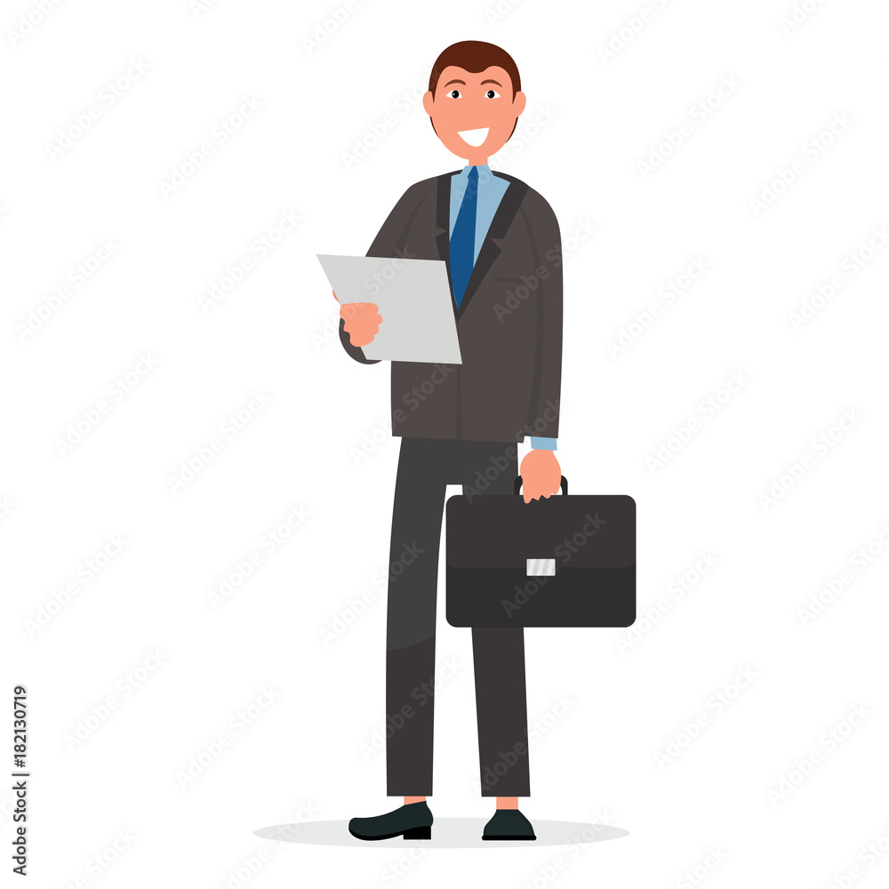 Obraz premium Businessman in Suit with Briefcase Illustration
