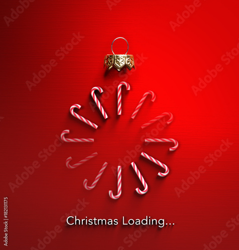 Christmas Loading - Candy Canes In Bauble Shape And Downloading
 photo