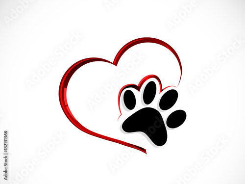 Paw in red heart