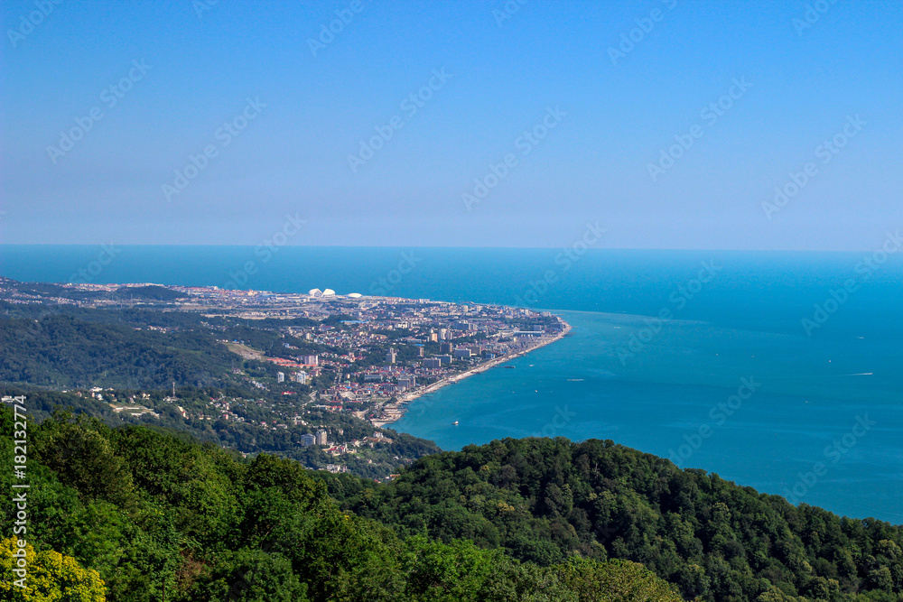 a view of the city of Sochi, the city by the sea, horizon, skyline