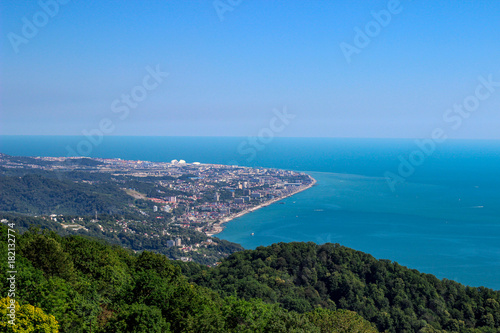 a view of the city of Sochi, the city by the sea, horizon, skyline
