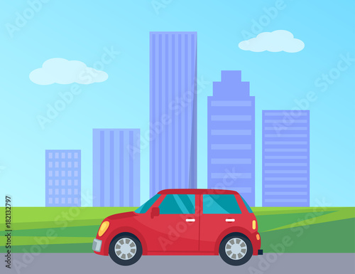 Private Automobile in City Vector Illustration