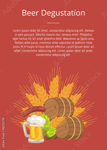 Beer Degustation Poster Vector of Wooden Casks