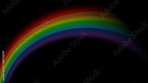 Rainbow icon. Shape arch isolated on black background. Colorful light and bright design element. Symbol of rain, sky, clear, nature. Flat simple graphic style Vector illustration