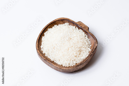 Rice in a wooden plate