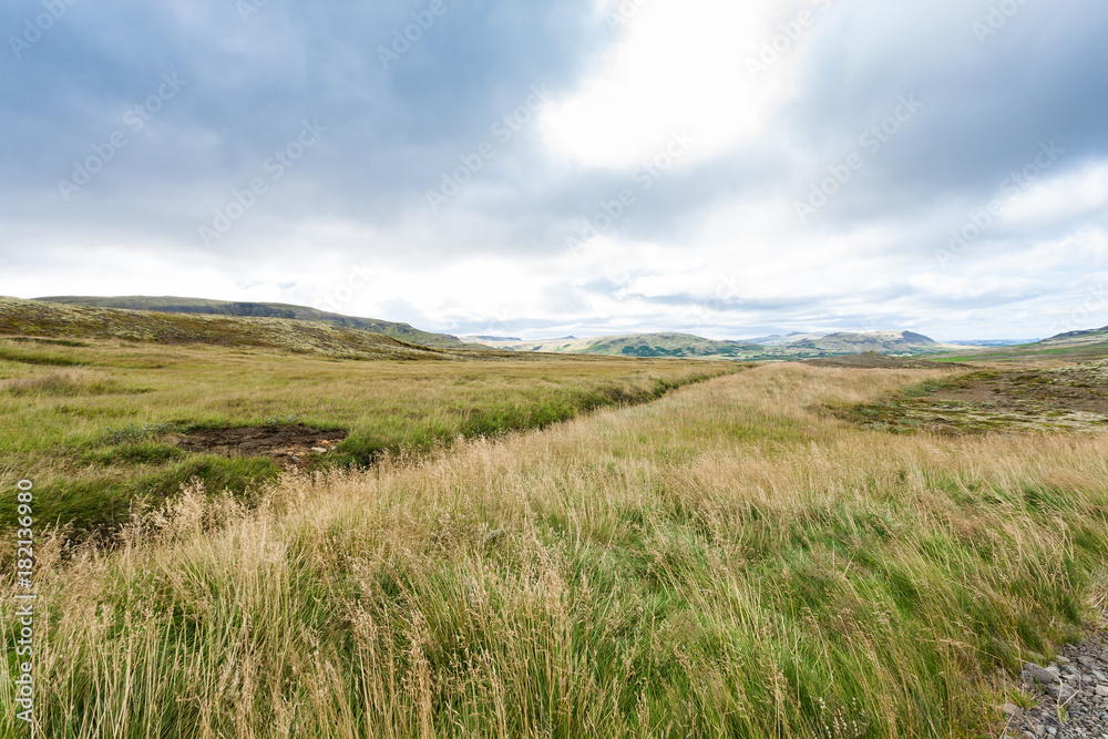 rural landscape near Skeggjastadir farm in Iceland