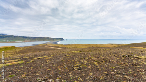 Dyrholaey cliff and volcanic beach in Iceland