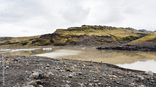 walking footpath from Solheimajokull glacier photo