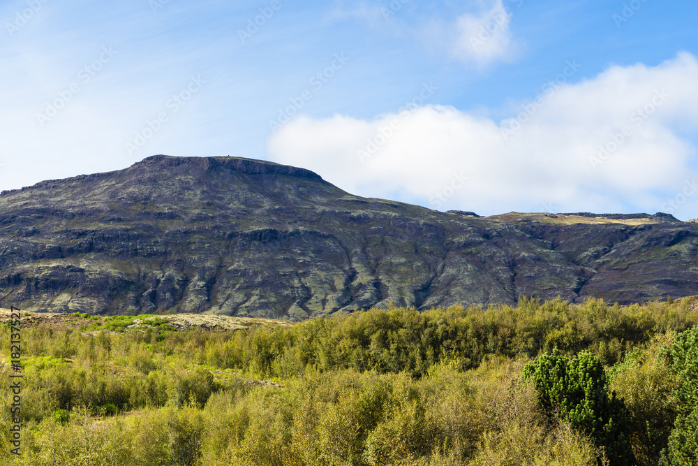 mountains around Haukadalur geyser area in Iceland