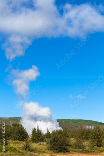 geyser eruption in Haukadalur valley in Iceland