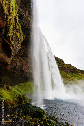 water stream of Seljalandsfoss waterfall © vvoe