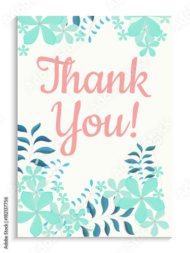 Thank You Greeting Card Design with Colorful Flowers.