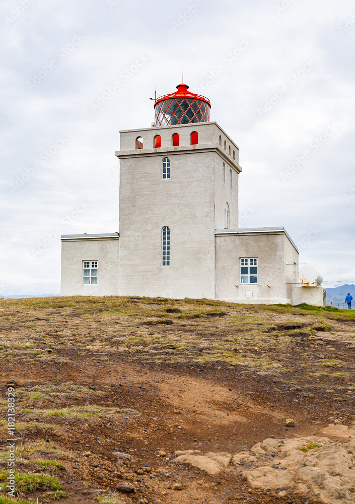 view of Dyrholaeyjarvit lighthouse in Iceland