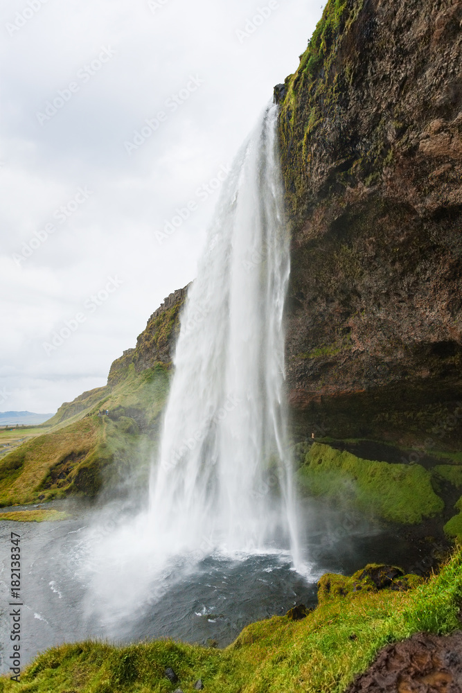 side view of Seljalandsfoss waterfall in september