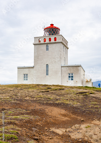 view of Dyrholaeyjarvit lighthouse in Iceland