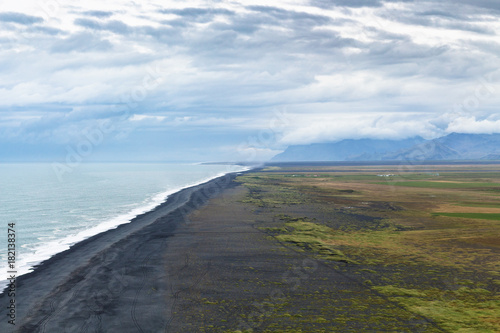 above view of Solheimafjara beach in Iceland