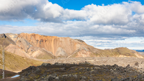 path to Laugahraun volcanic lava field in Iceland