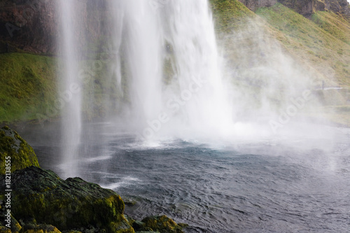 bottom pool of Seljalandsfoss waterfall in Iceland