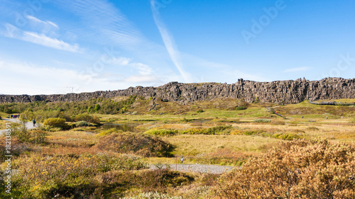 path to rocks in rift valley in Thingvellir photo