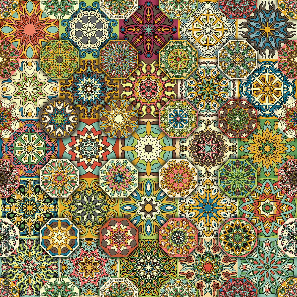 Seamless pattern. Vintage decorative elements. Hand drawn background. Islam, Arabic, Indian, ottoman motifs. Perfect for printing on fabric or paper.