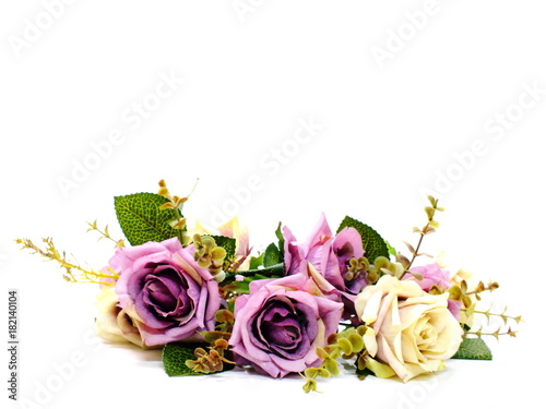 artificial roses flowers bouquet isolated on white background