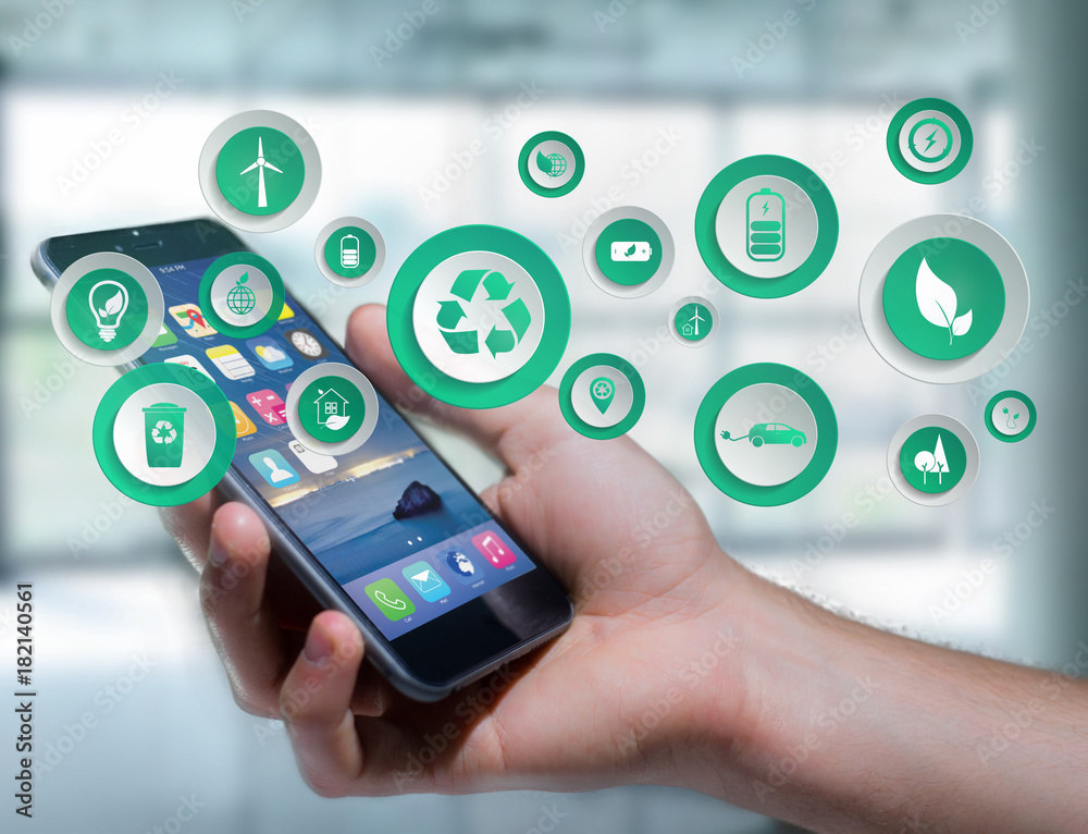 View of a Technology ecologic interface with icon displayed on a technology interface