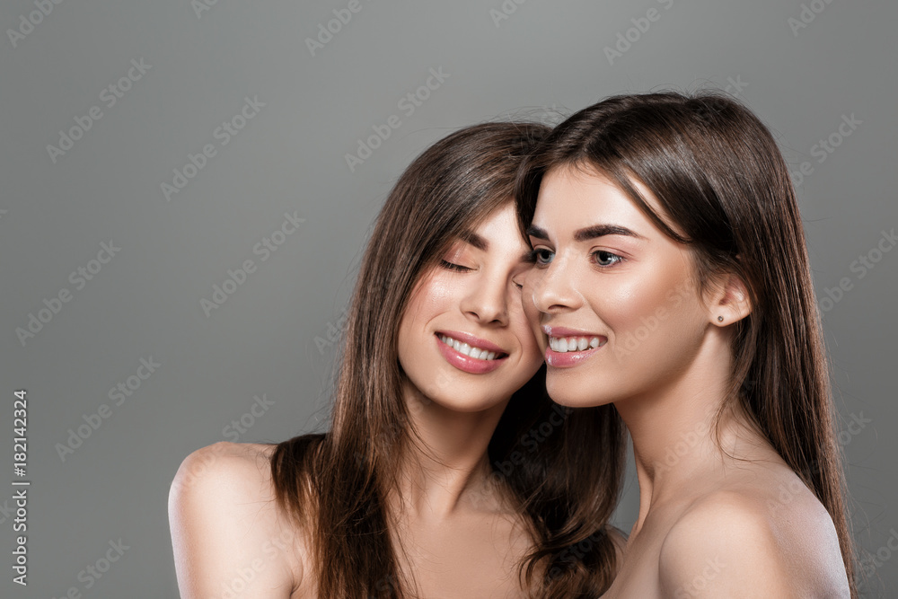 twins women with perfect skin and natural make-up twins women with perfect skin and natural make-up
