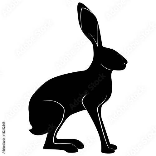 Fotografie, Tablou Vector image of hare silhouette
