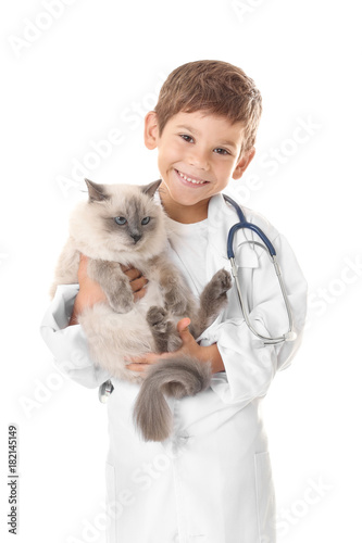 Cute little boy in doctor u...