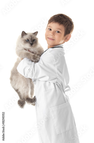 Cute little boy in doctor u...