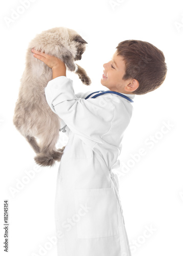 Cute little boy in doctor u...