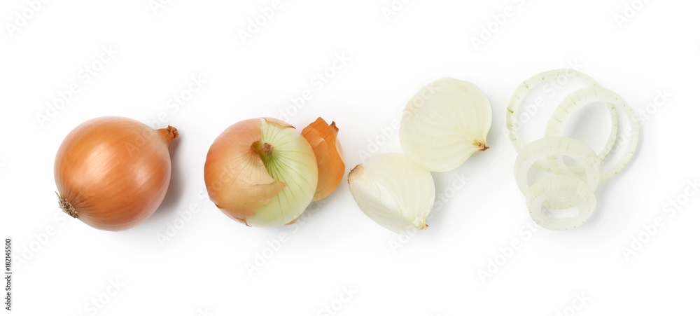 Fresh raw onion on white background - obrazy, fototapety, plakaty 