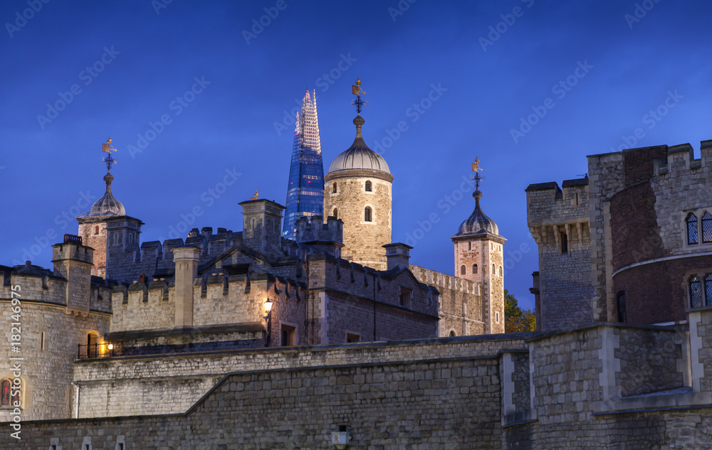 Night cityscape with Tower of London
