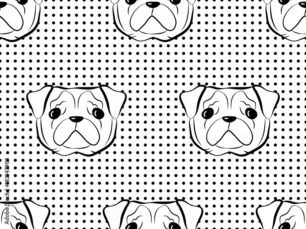 Seamless pattern with dogs. French Bulldog. Frenchie. Vector background