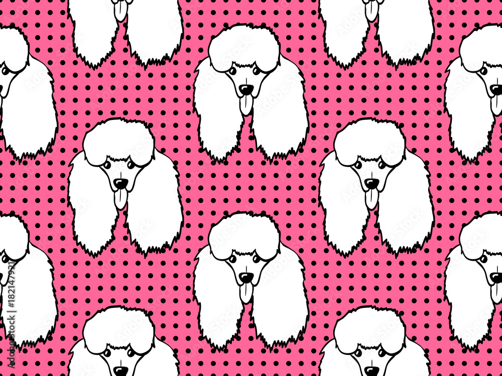 Seamless pattern with dogs. Poodle. Vector background. Perfect for