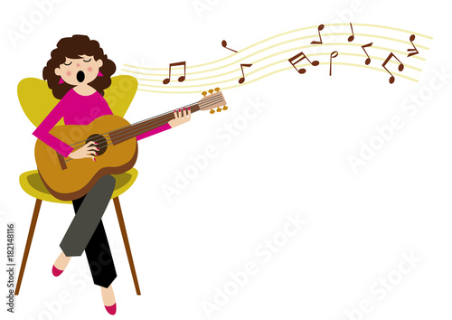 ギタリスト。音楽のクリップアート。ミュージシャン。アコースティックギター。