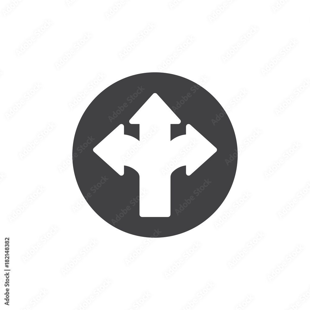 Arrow cross, three-way icon vector, filled flat sign, solid pictogram isolated on white. Different directional arrows symbol, logo illustration. Arrow cross, three-way icon vector, filled flat sign, solid pictogram isolated on white. Different directional arrows symbol, logo illustration.