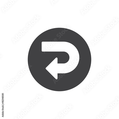 Return navigation arrow icon vector, filled flat sign, solid pictogram isolated on white. Symbol, logo illustration. photo