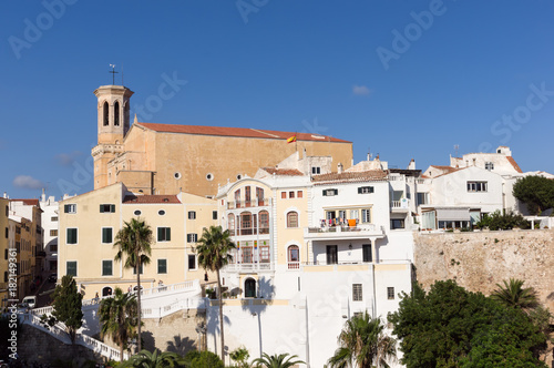View of Church of Santa Maria in Historical centre of Mahon - Minorca, Baleares, Spain