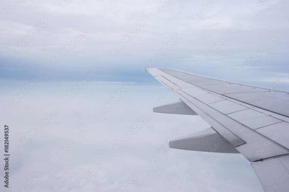 Fototapeta premium Airplane wing out of window