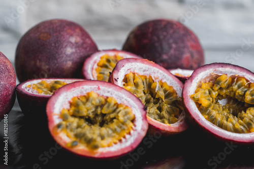ripe passion fruit on the table